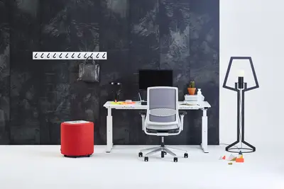 Workplace with a height-adjustable desk from Gispen