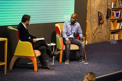 Jason Harper of Google in discussion with Petr Šimůnek of Forbes magazine on the theme of the office environment of the future.